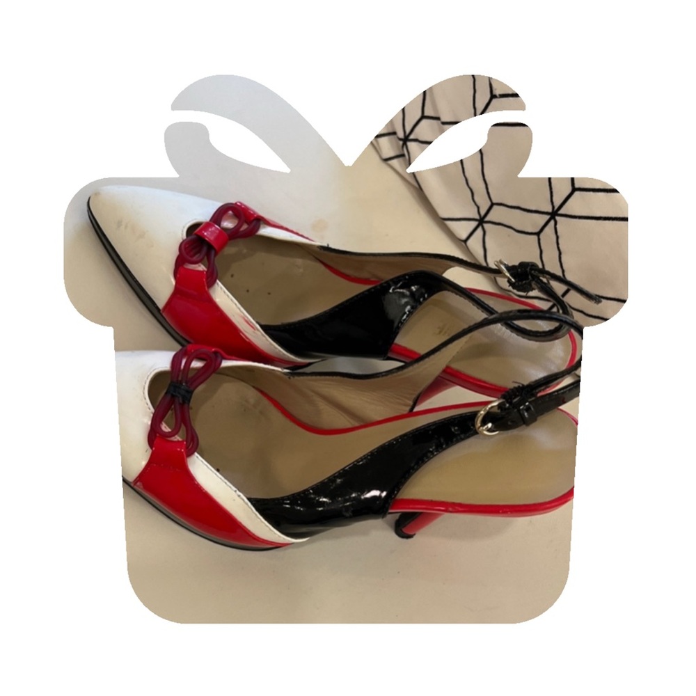 Love Moschino Red and White Slingback Heels